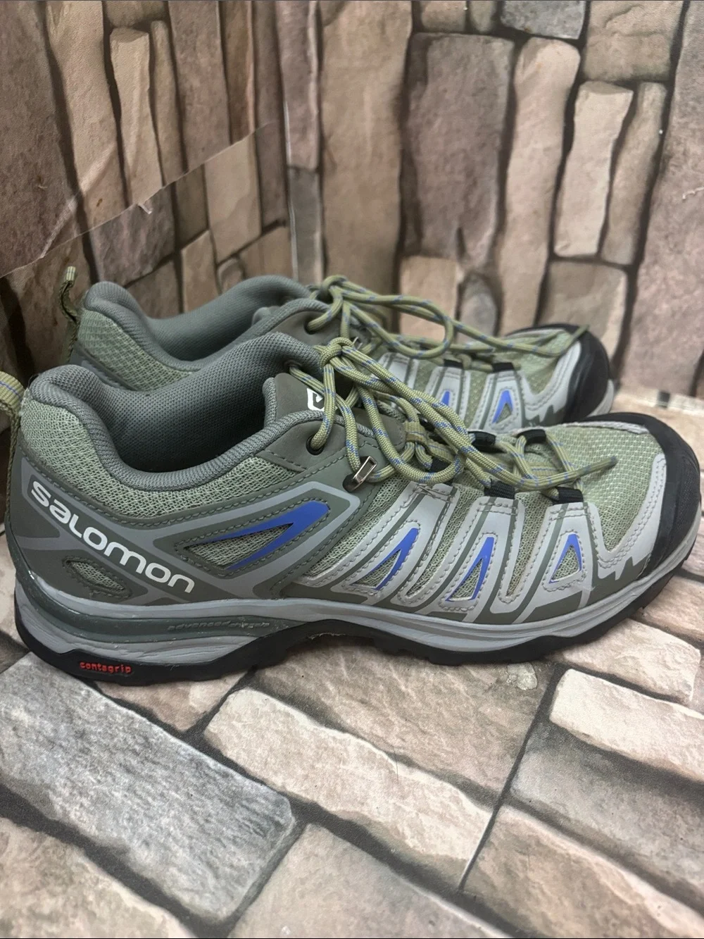 Salomon X Ultra Pioneer hiking shoes in the Oil Green
